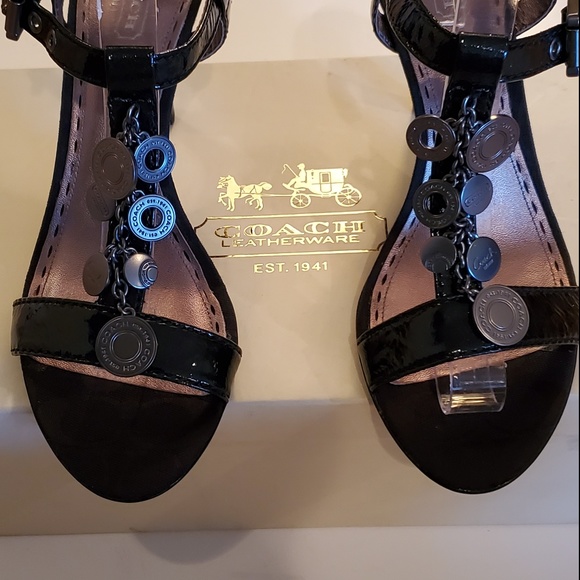 Coach Lucile Black Patent Leather Sandal - Picture 2 of 8